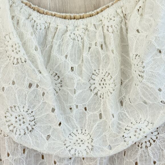 Show Me Your Mumu Dress Large Off The Shoulder Lace Beach Lined Mini Ivory USA - Picture 12 of 13